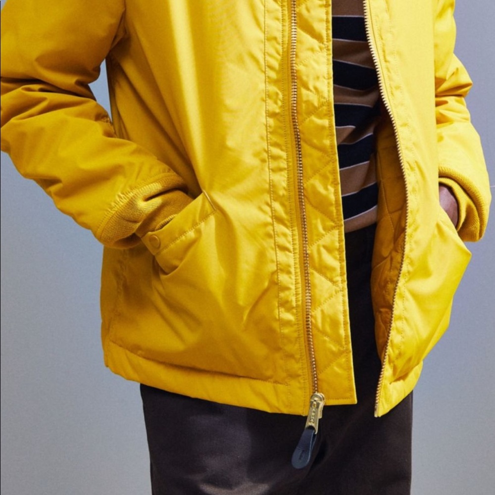 Men's Yellow Bomber Jacket (with faux fur) - Picture 2 of 2